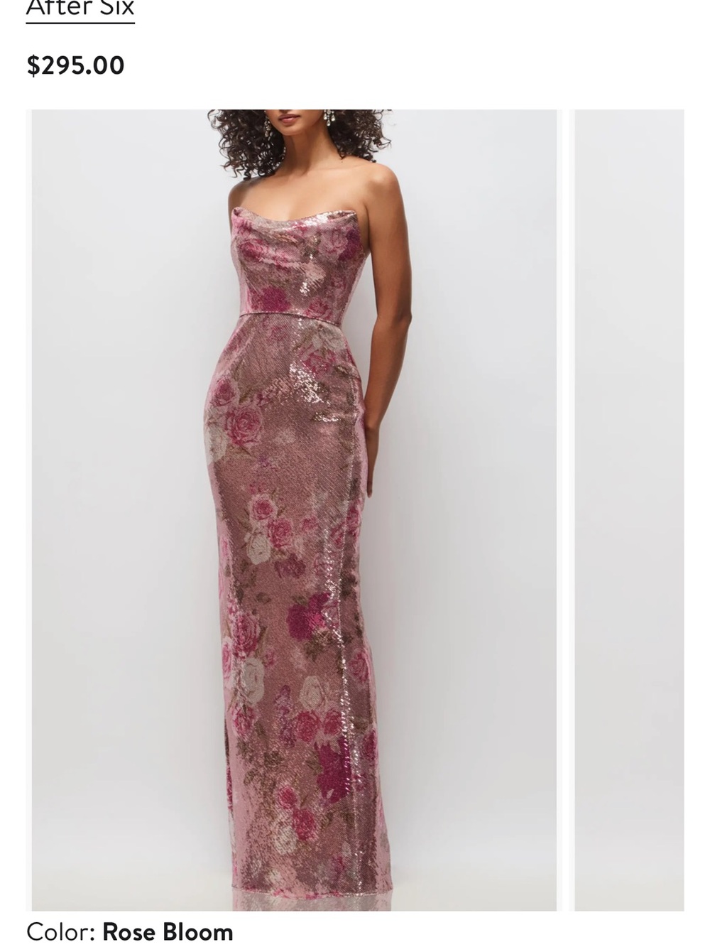 After Six Strapless Rose Bloom Sequin Column Gown - Pink & Cream